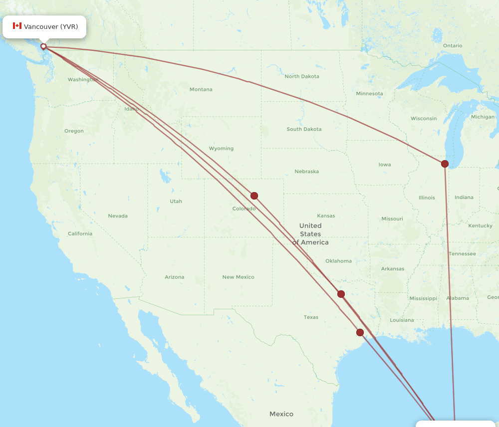 CZM-YVR flight routes