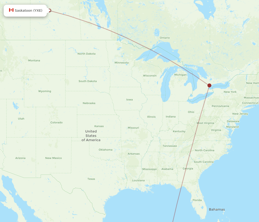 CZM-YXE flight routes