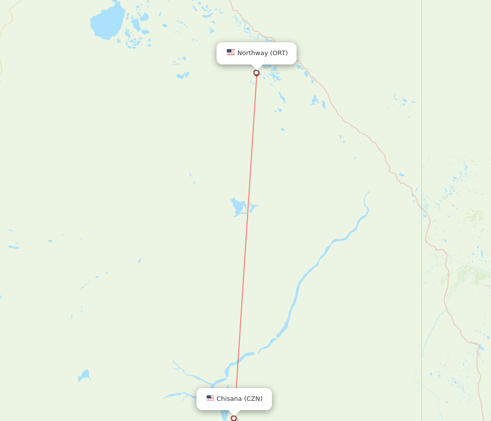 CZN to ORT flights and routes map