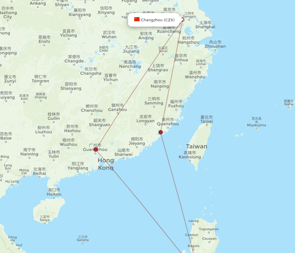 CZX-MNL flight routes