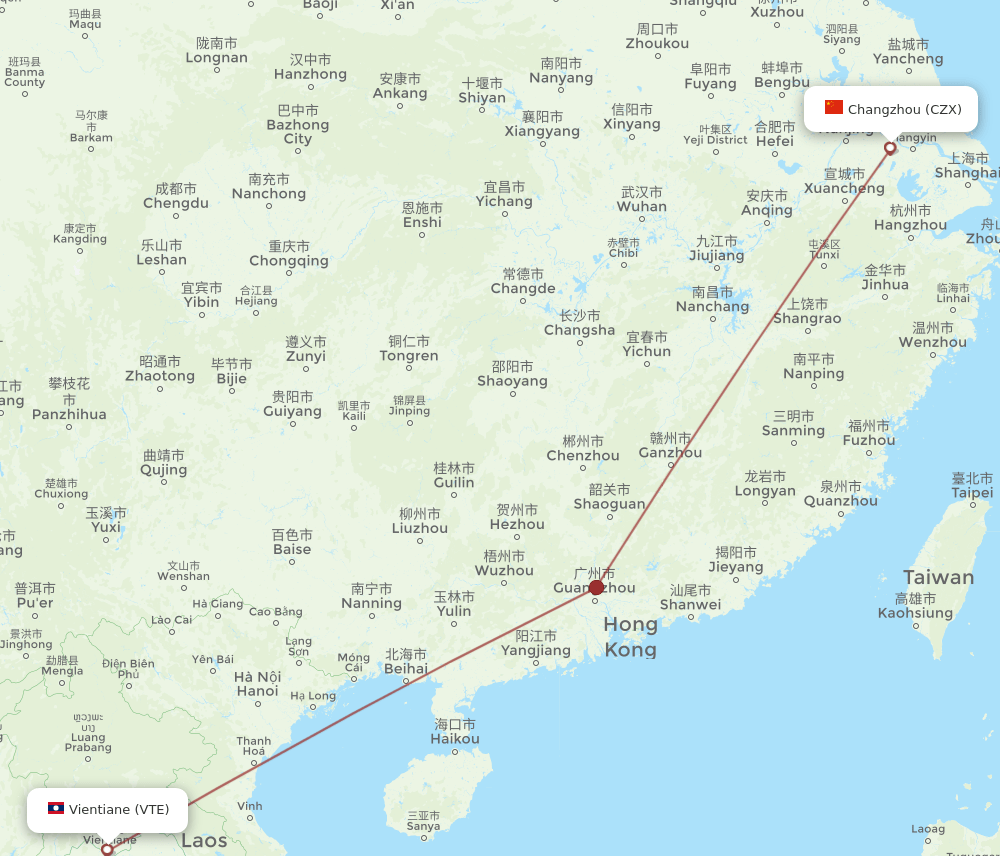 CZX-VTE flight routes