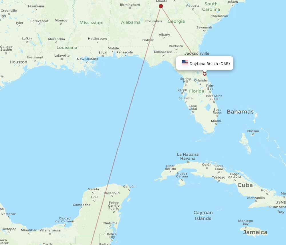 DAB to GUA flights and routes map