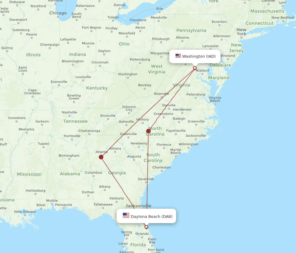DAB-IAD flight routes