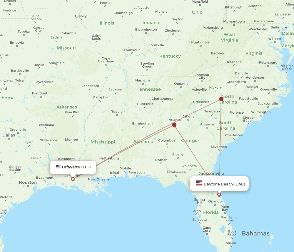DAB-LFT flight routes