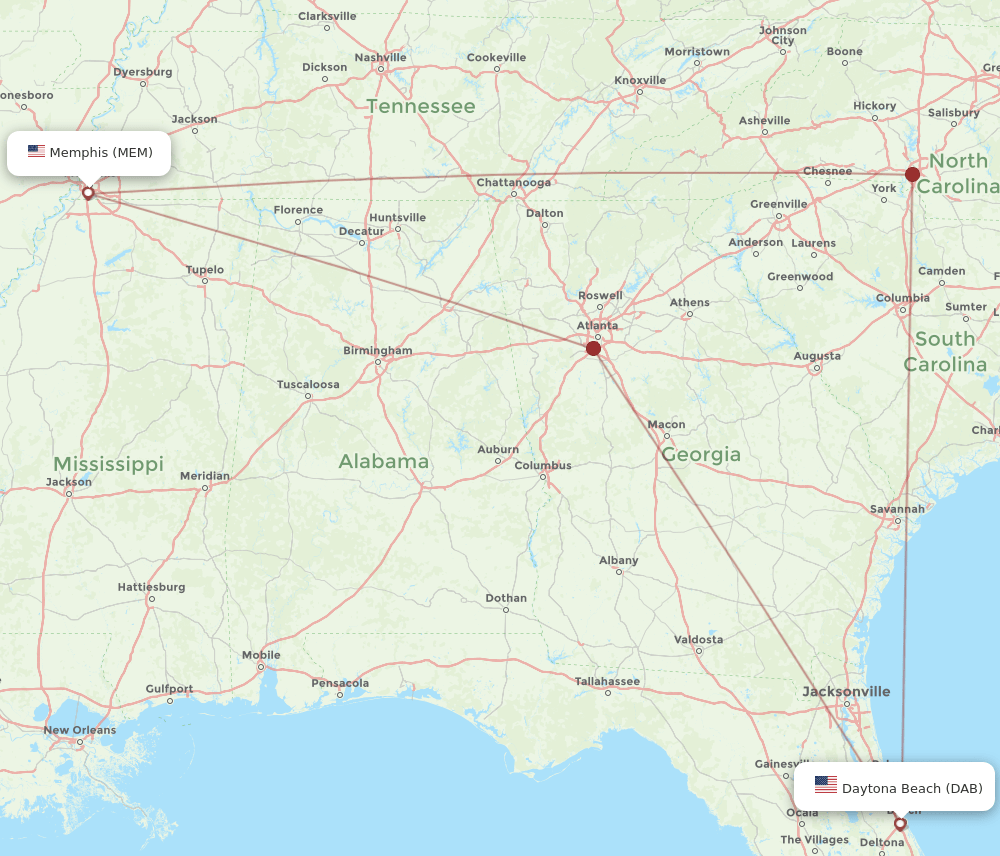 DAB-MEM flight routes