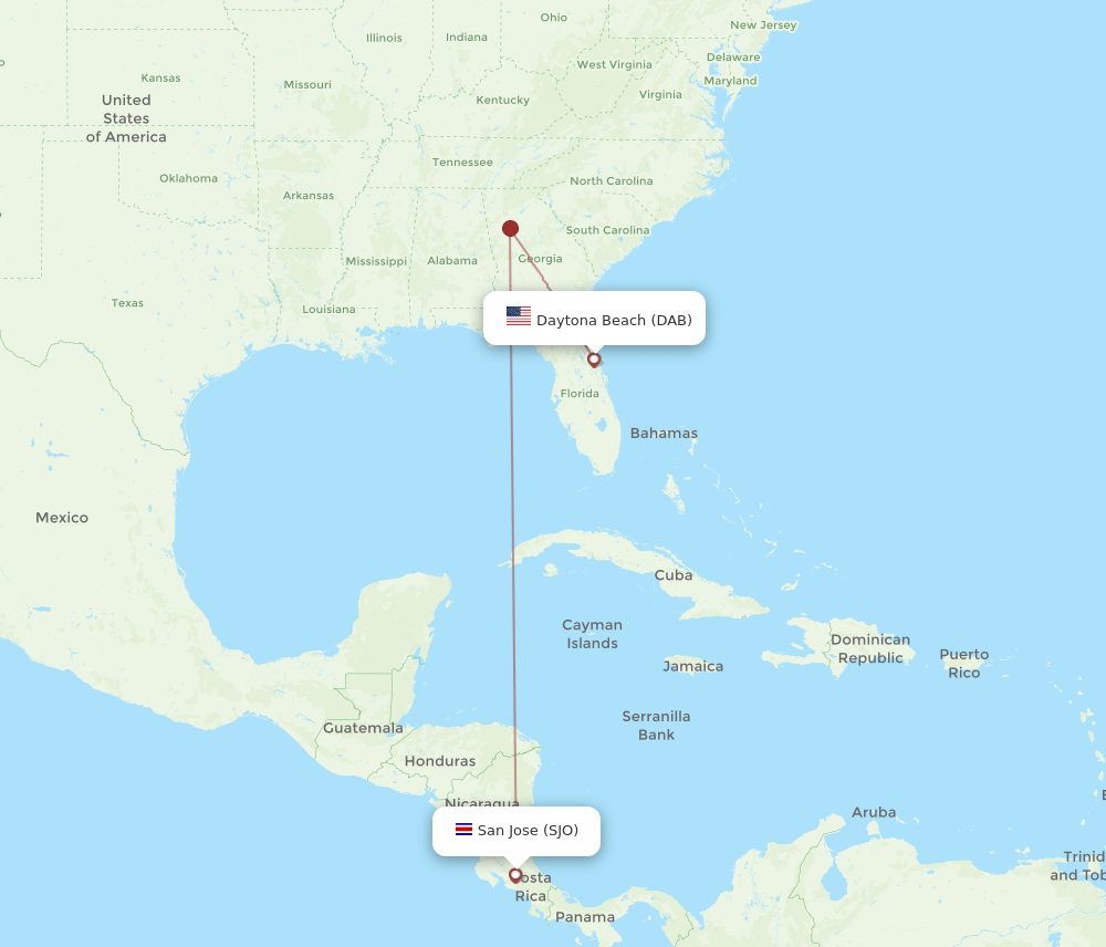 DAB-SJO flight routes