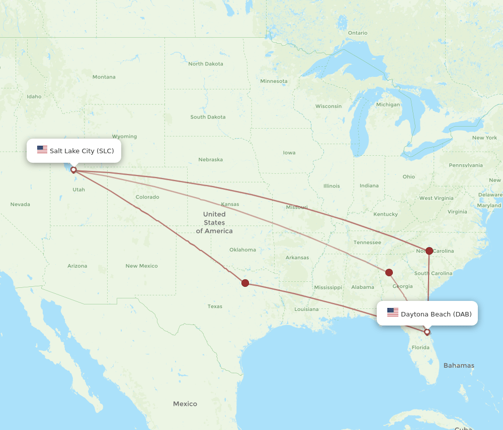 DAB to SLC flights and routes map