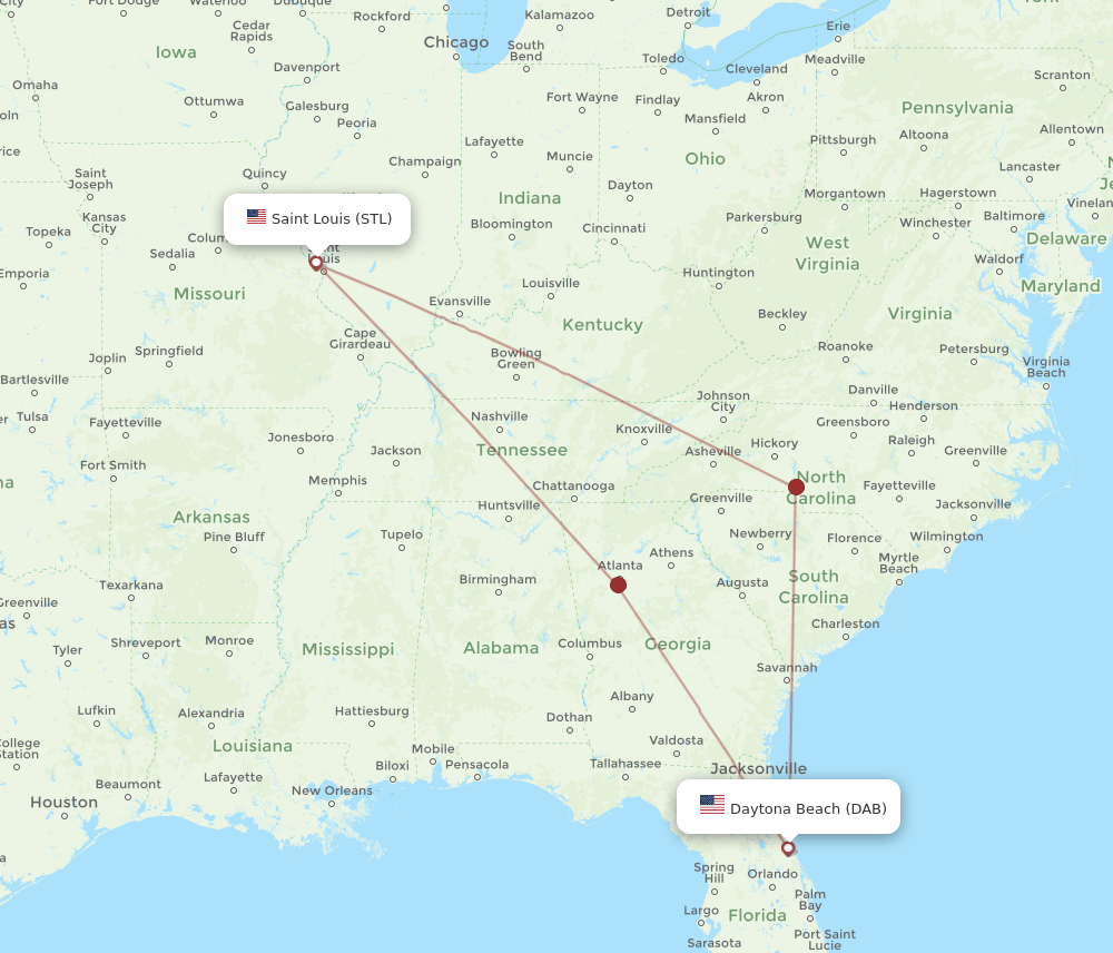 DAB-STL flight routes