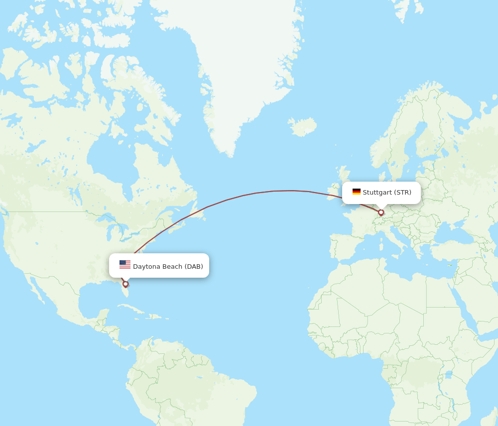 Daytona Beach - Stuttgart route map and flight paths