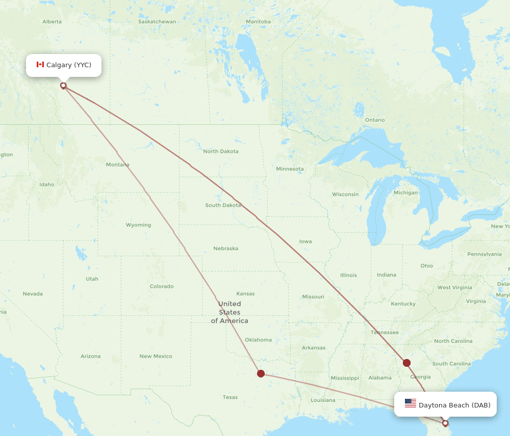 DAB-YYC flight routes