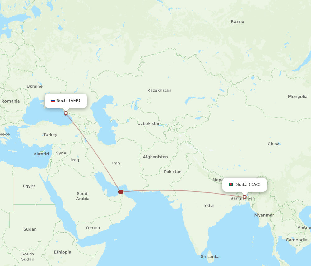 DAC-AER flight routes