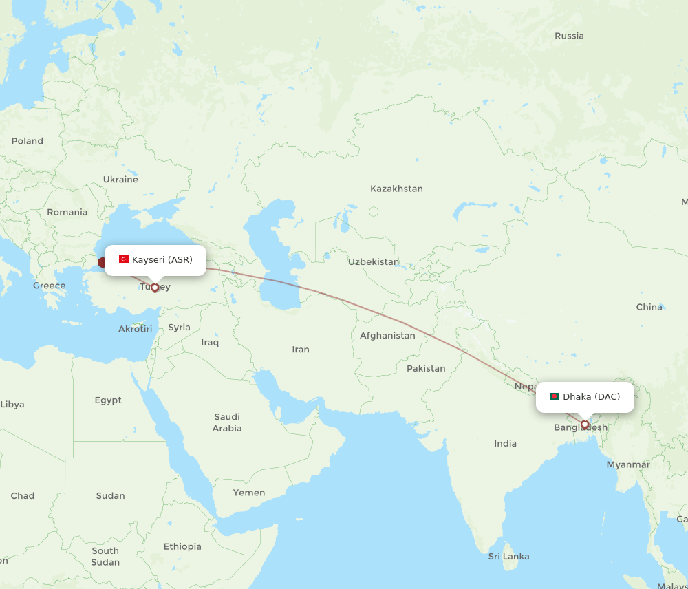 DAC-ASR flight routes