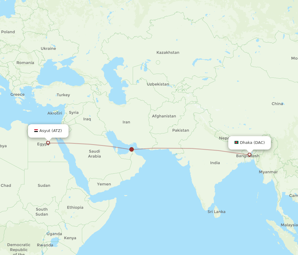 DAC-ATZ flight routes