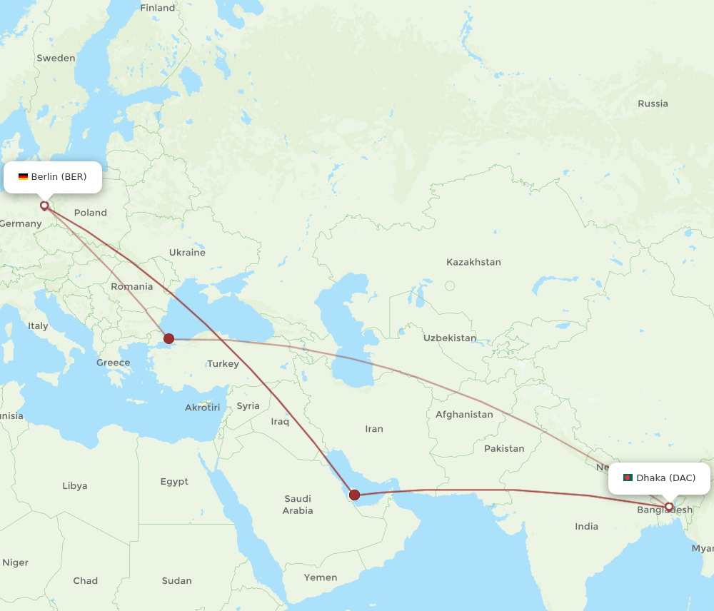 DAC-BER flight routes