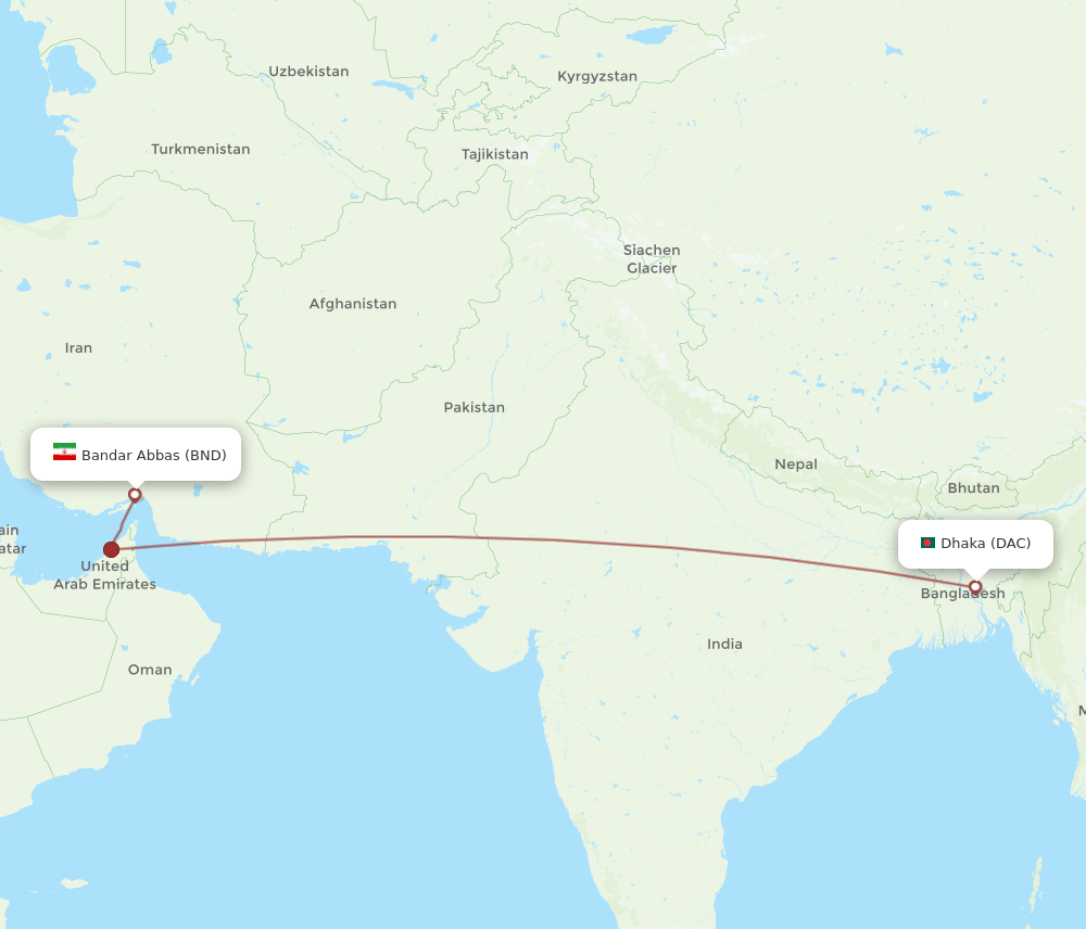 DAC-BND flight routes