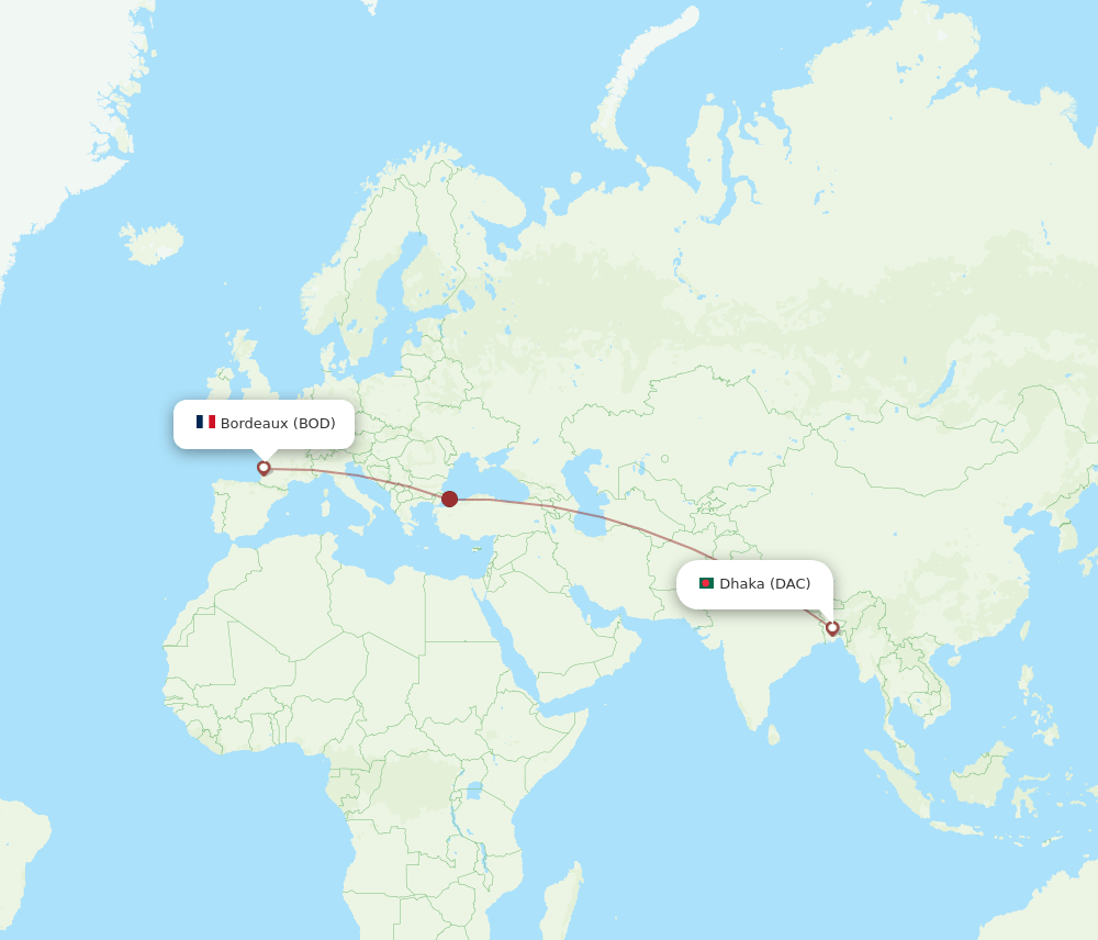 DAC-BOD flight routes