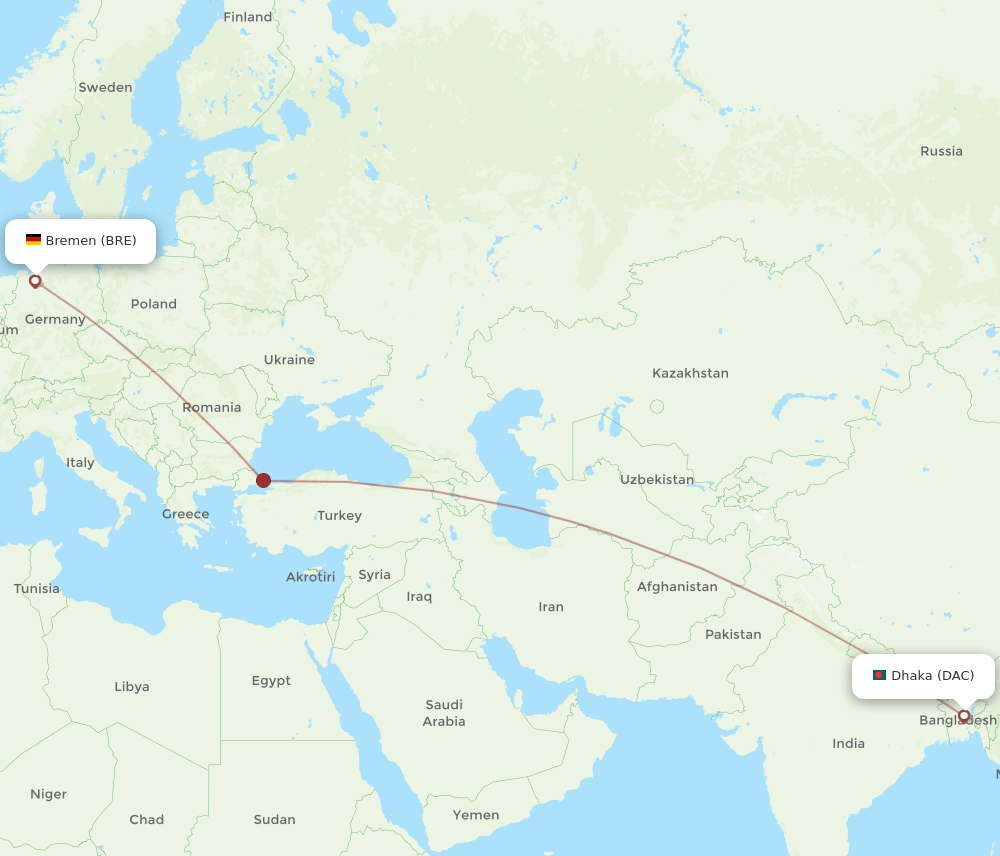 DAC-BRE flight routes
