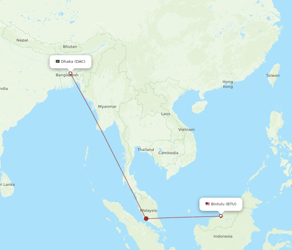 DAC-BTU flight routes