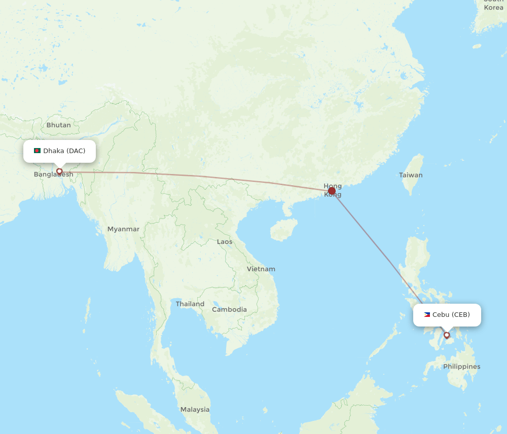DAC-CEB flight routes