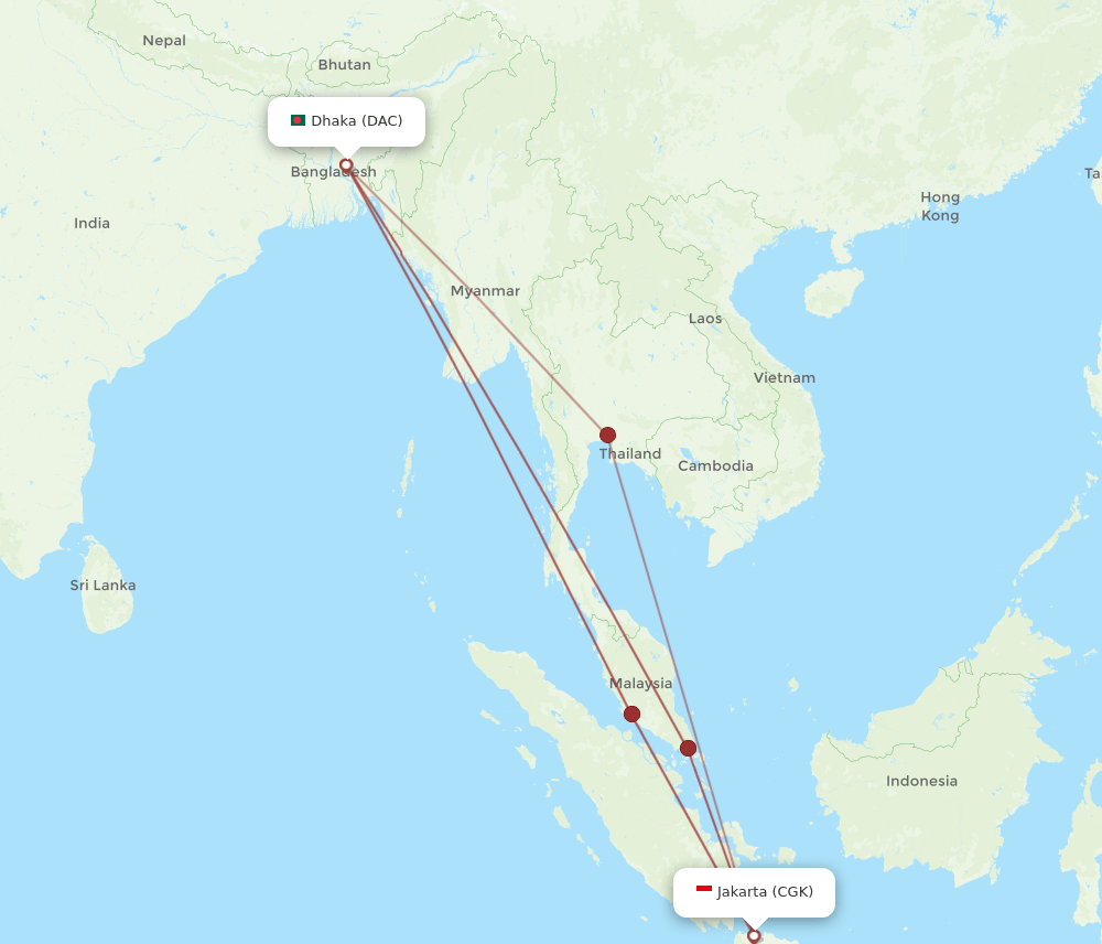 DAC-CGK flight routes