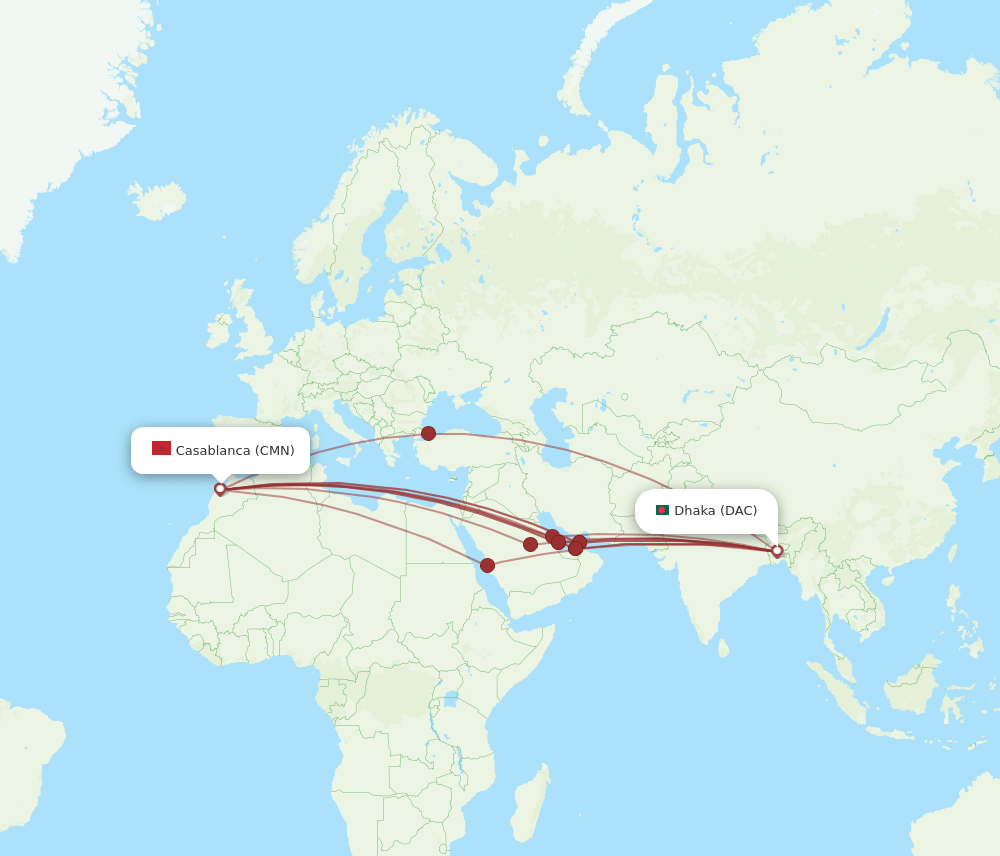 DAC-CMN flight routes