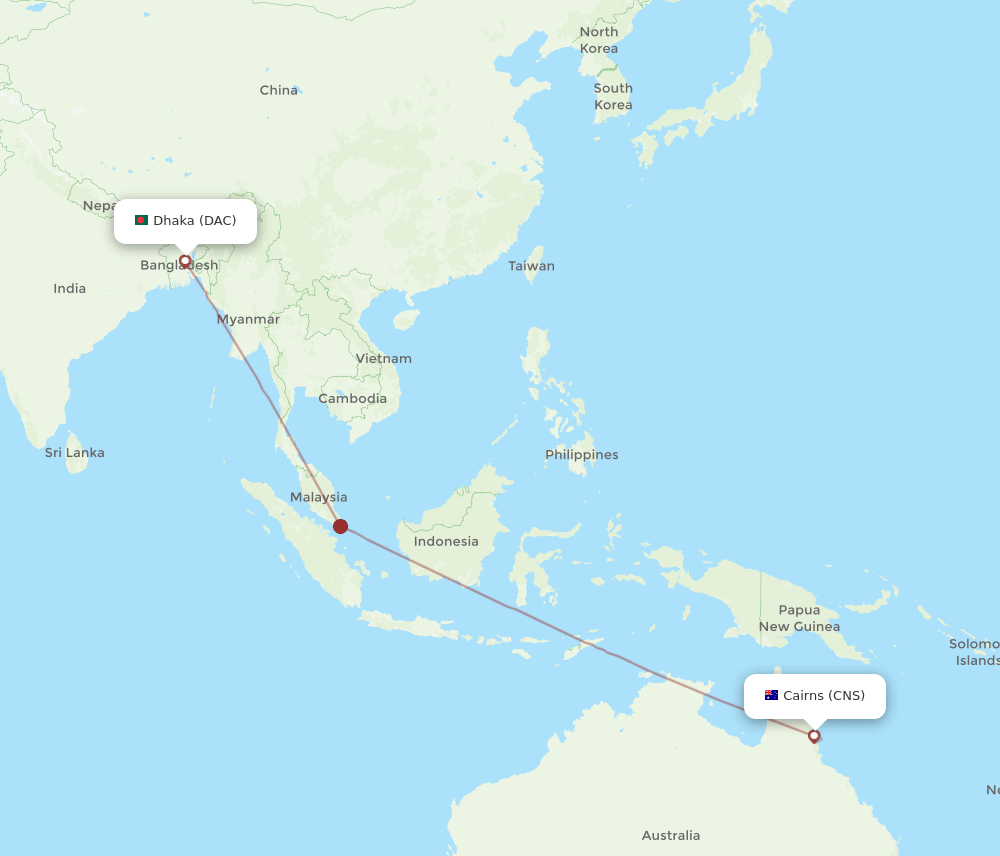 DAC-CNS flight routes