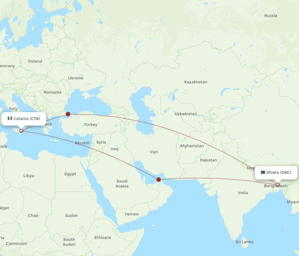 DAC-CTA flight routes