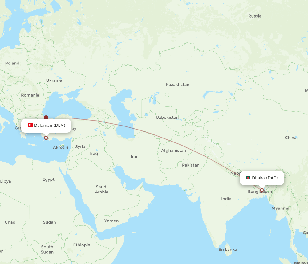 DAC-DLM flight routes
