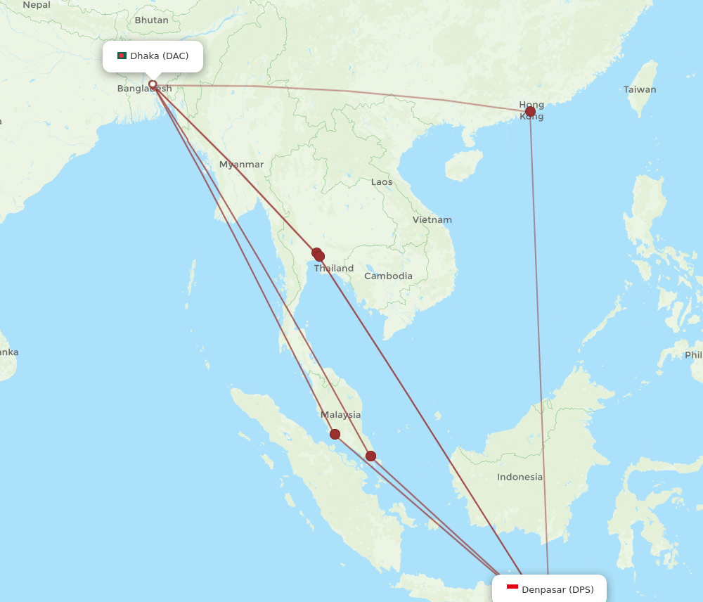 DAC-DPS flight routes