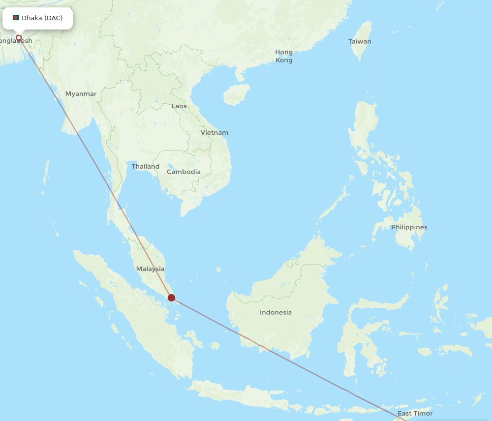 DAC to DRW flights and routes map