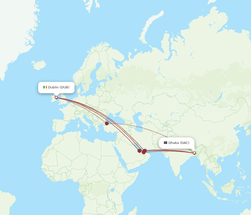DAC-DUB flight routes