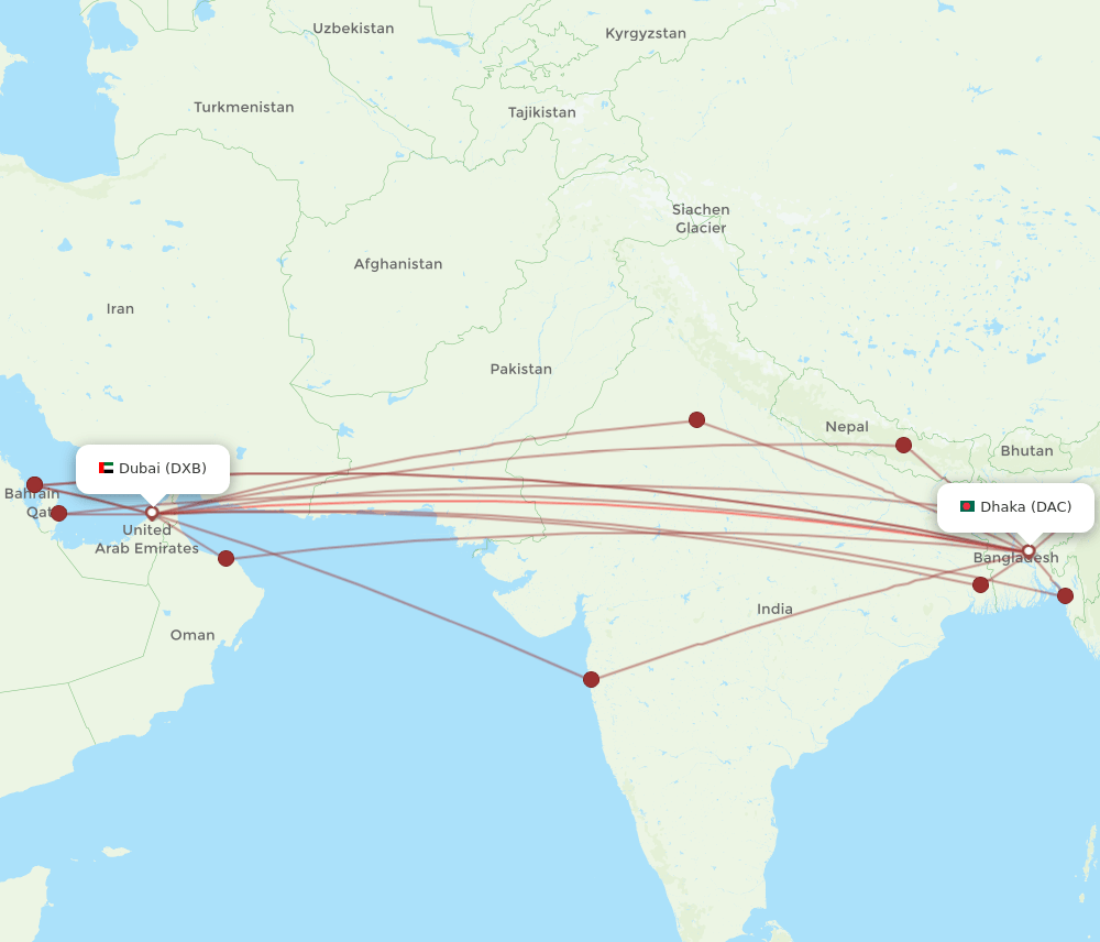 DAC-DXB flight routes
