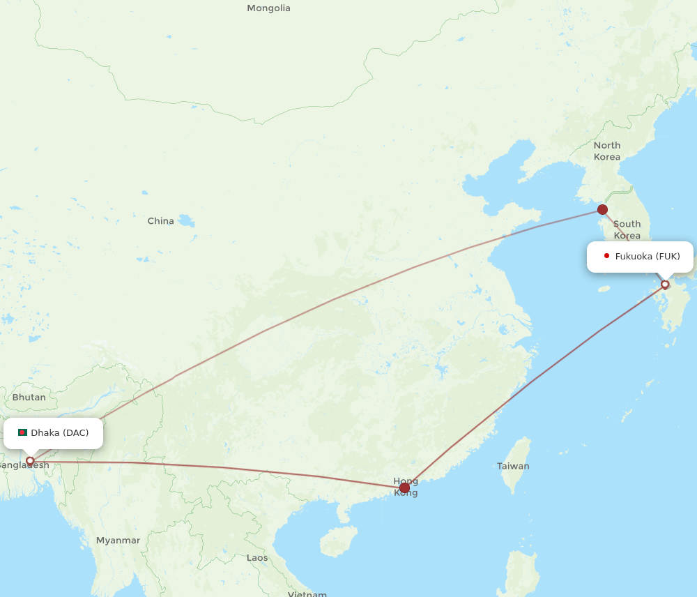 DAC-FUK flight routes
