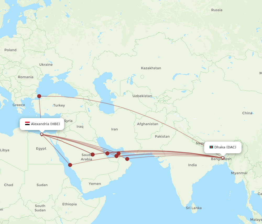 DAC-HBE flight routes