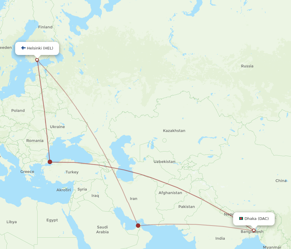 DAC-HEL flight routes