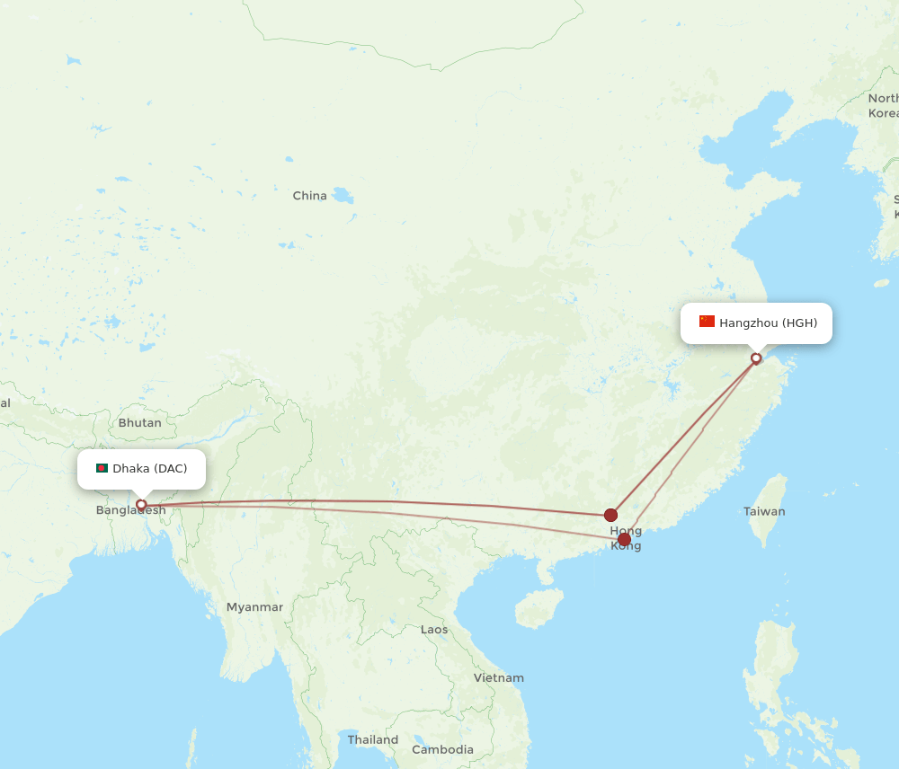 DAC-HGH flight routes