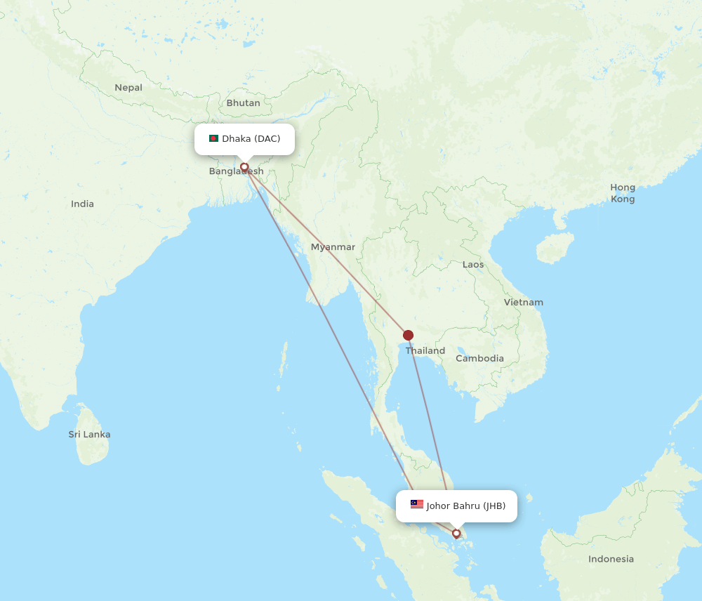 DAC-JHB flight routes