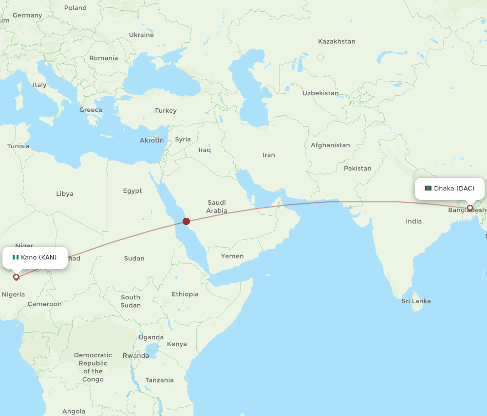 DAC-KAN flight routes