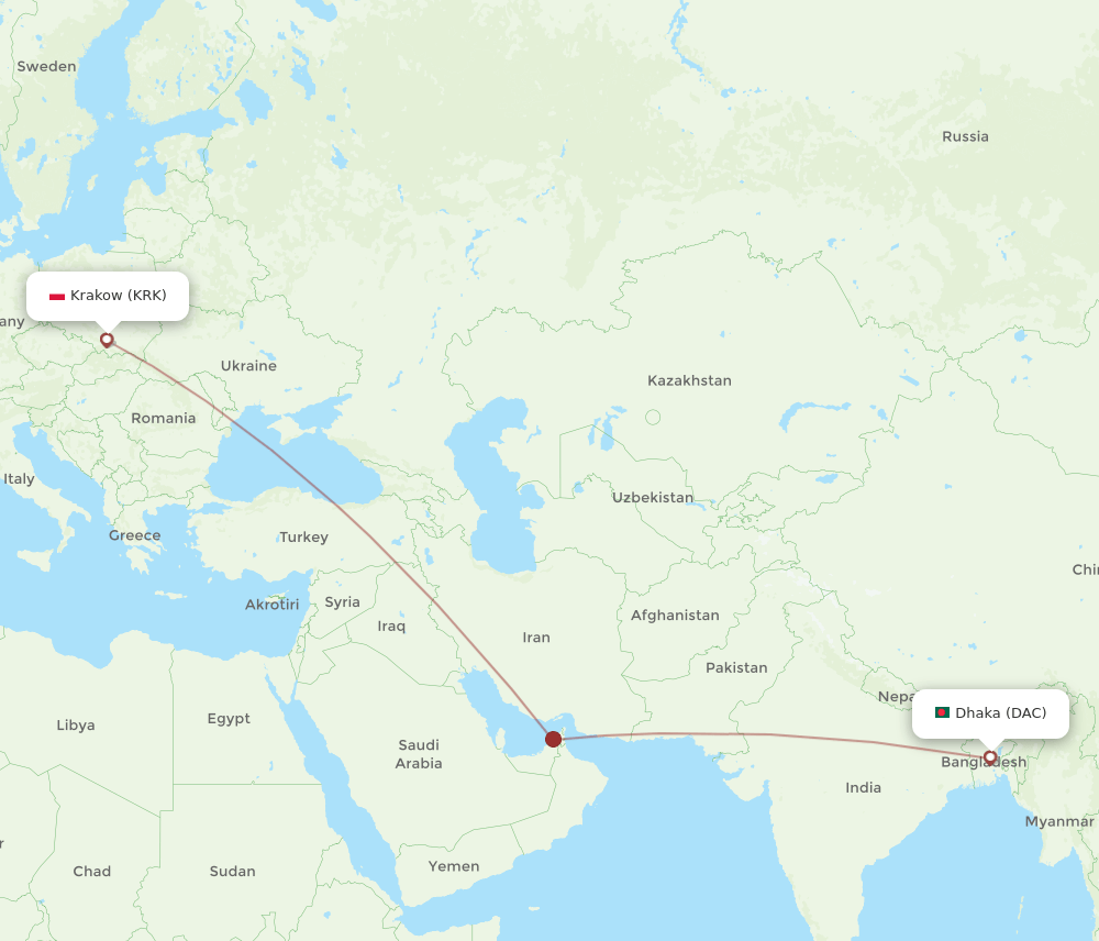DAC-KRK flight routes