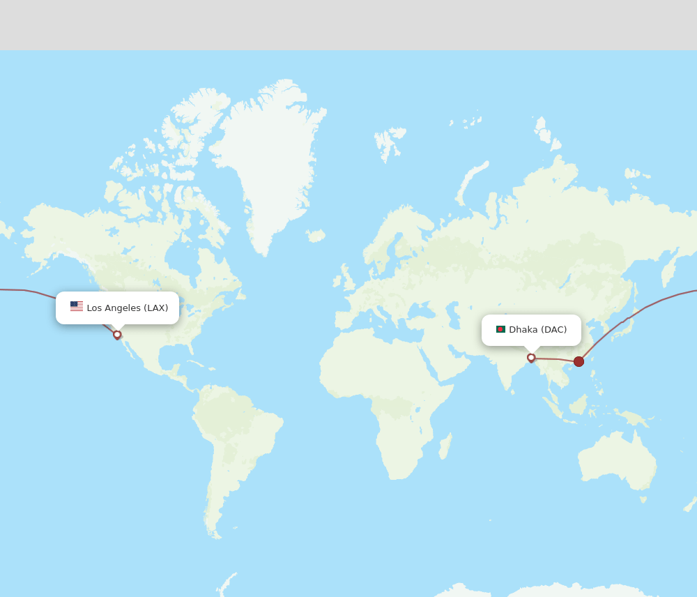 DAC-LAX flight routes