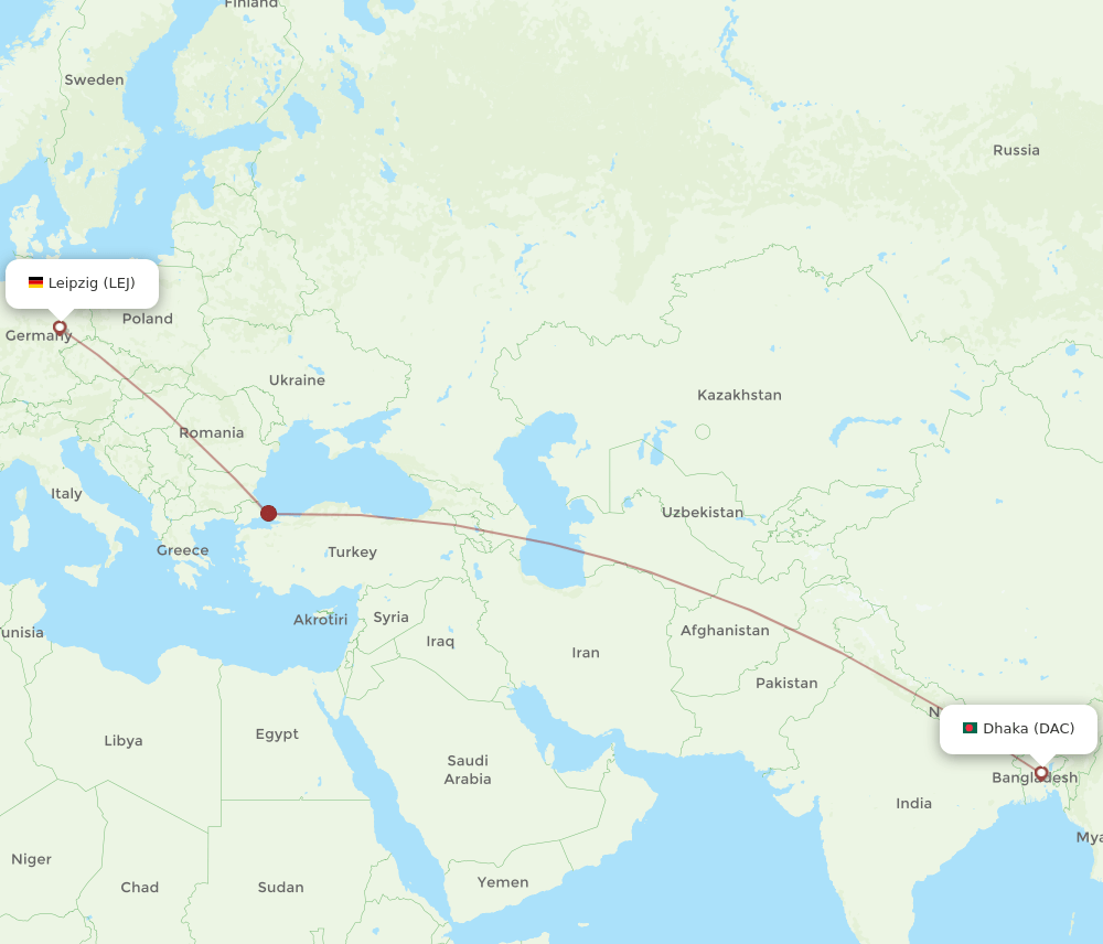 DAC-LEJ flight routes