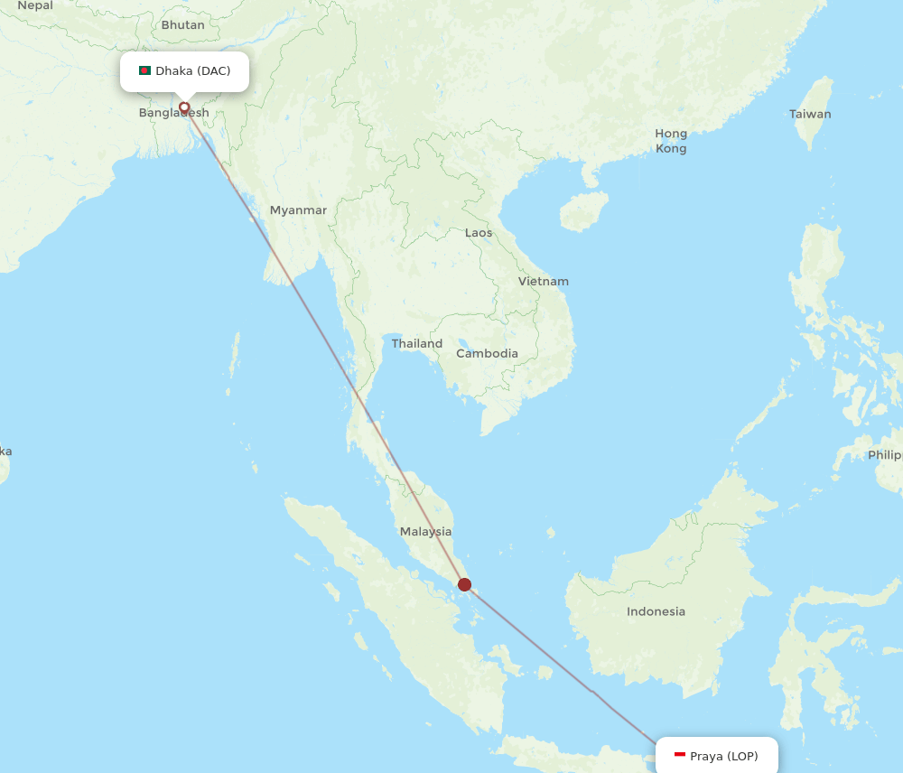 DAC-LOP flight routes