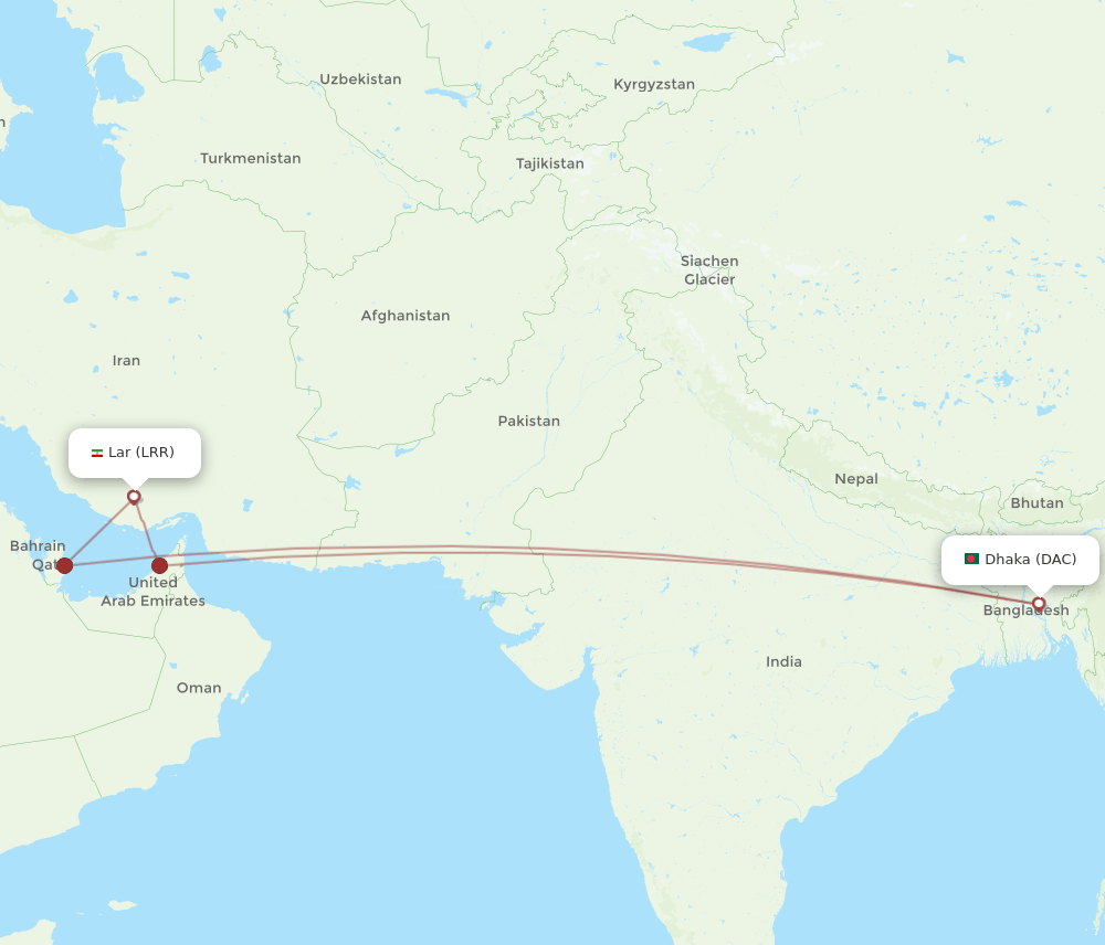 DAC-LRR flight routes