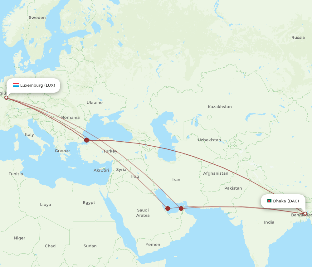 DAC-LUX flight routes