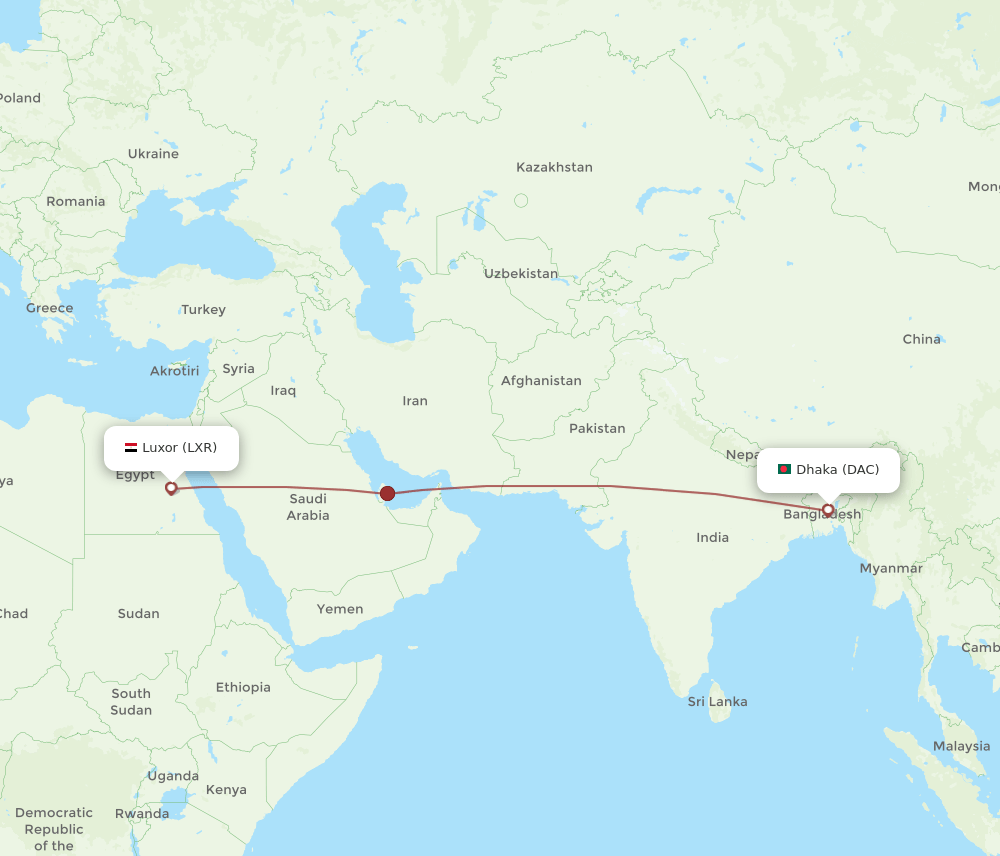 DAC-LXR flight routes