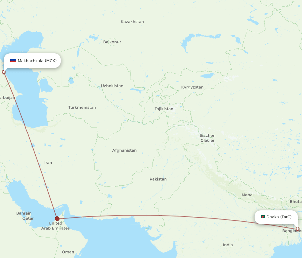 DAC-MCX flight routes