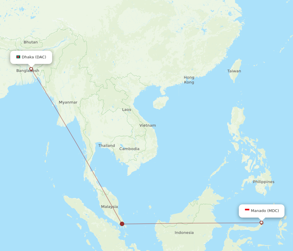 DAC-MDC flight routes