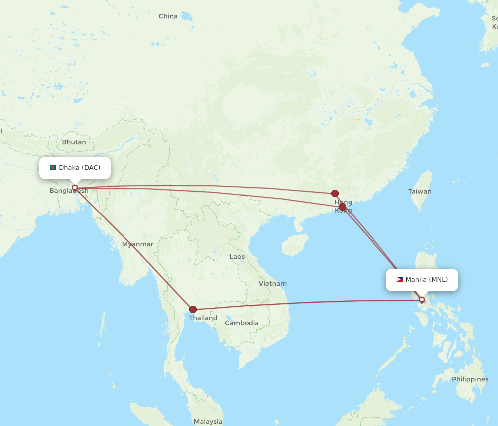DAC-MNL flight routes