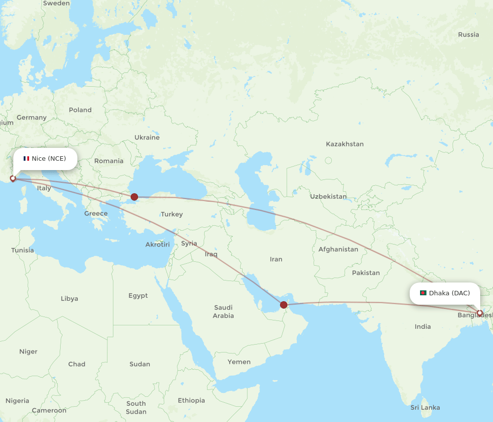 DAC-NCE flight routes