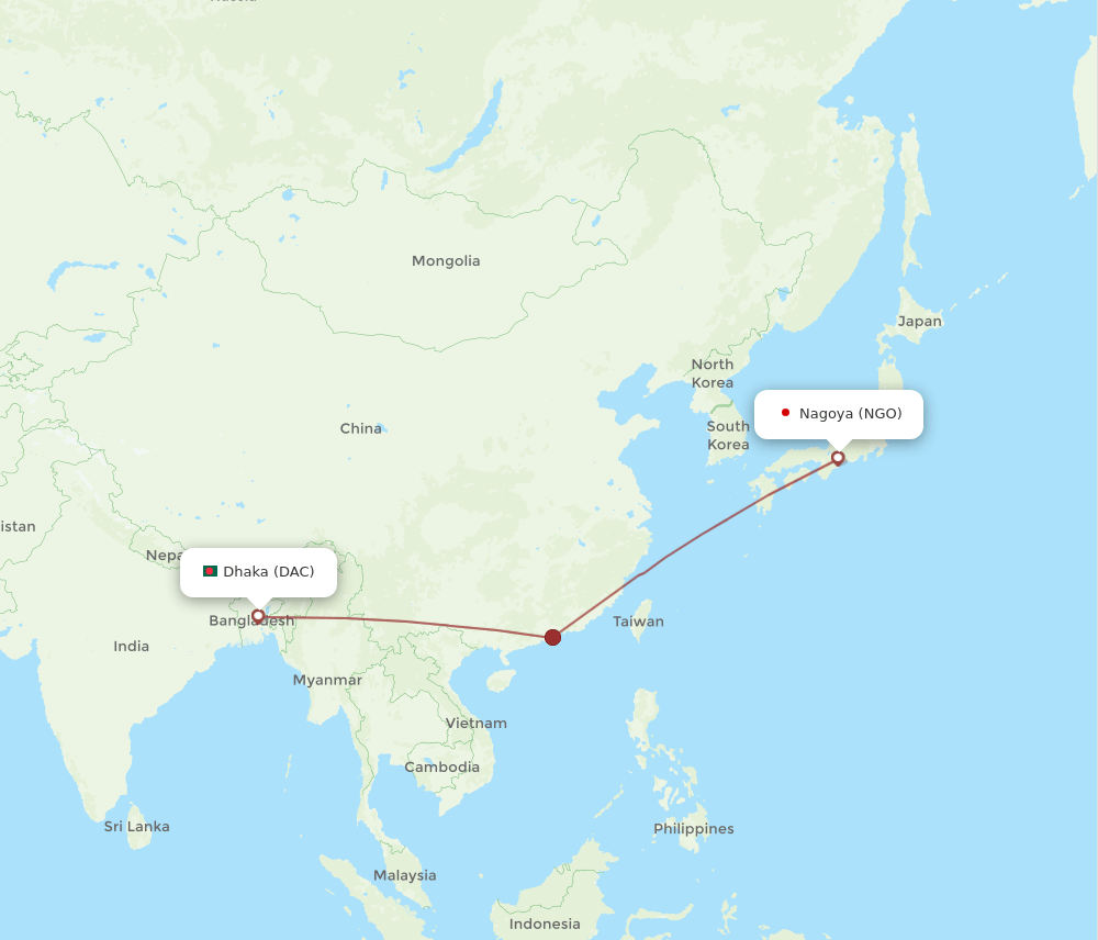 DAC-NGO flight routes